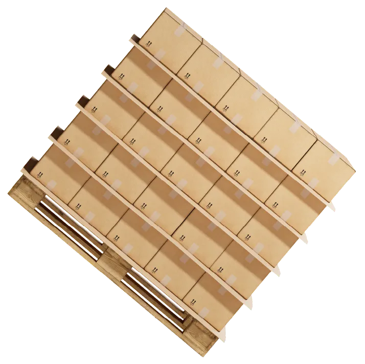 The same load held square, a Grip Sheet between every layer